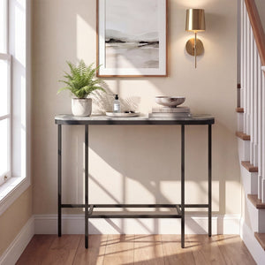 Console Table 44-Inch Entryway Table with Faux Marble Tabletop and Heavy-Duty Metal Frame-Gray view 7