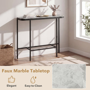 Console Table 44-Inch Entryway Table with Faux Marble Tabletop and Heavy-Duty Metal Frame-Gray view 8