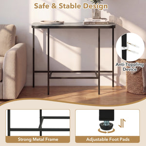 Console Table 44-Inch Entryway Table with Faux Marble Tabletop and Heavy-Duty Metal Frame-Gray view 9