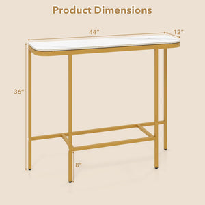Console Table 44-Inch Entryway Table with Faux Marble Tabletop and Heavy-Duty Metal Frame-White view 5