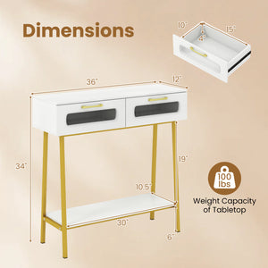 Console Table with LED Lights and Open Shelf for Hallway Entrance-White view 5