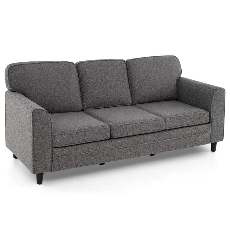 Contemporary Living Room Furniture Suite: Modern 3-Seat Teddy Velvet Sofa + 47-Inch Glass Coffee Table view 6