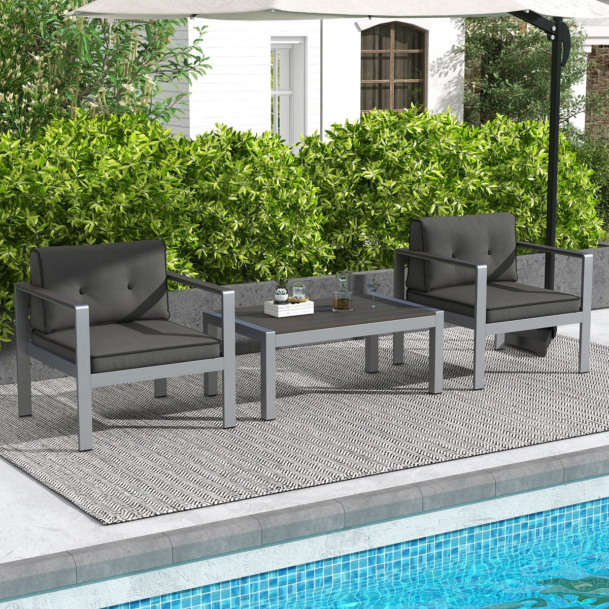 Contemporary Sofa Chair with WPC Armrests and Back Cushions-Gray view 6