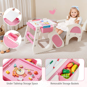 Convertible Baby High Chair with Double-layer Tray and Adjustable Backrest-Pink view 9