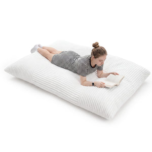 Convertible Bean Bag Floor Sofa with Machine-washable Corduroy Cover-Beige view 4