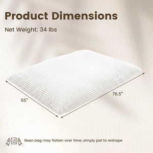 Convertible Bean Bag Floor Sofa with Machine-washable Corduroy Cover-Beige view 5