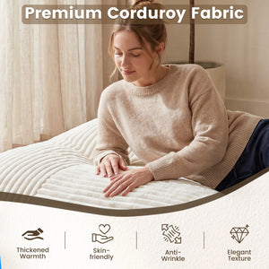 Convertible Bean Bag Floor Sofa with Machine-washable Corduroy Cover-Beige view 7