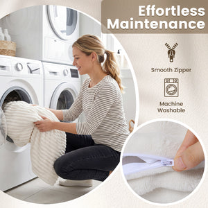 Convertible Bean Bag Floor Sofa with Machine-washable Corduroy Cover-Beige view 9