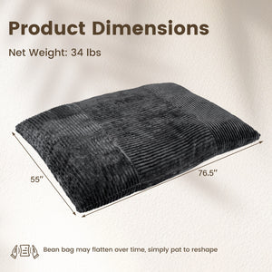Convertible Bean Bag Floor Sofa with Machine-washable Corduroy Cover-Dark Gray view 5