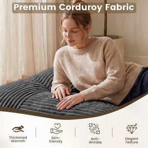 Convertible Bean Bag Floor Sofa with Machine-washable Corduroy Cover-Dark Gray view 7