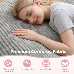 Convertible Bean Bag Floor Sofa with Machine-washable Corduroy Cover-Gray view 8