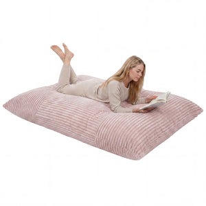 Convertible Bean Bag Floor Sofa with Machine-washable Corduroy Cover-Pink view 4