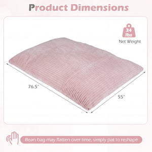 Convertible Bean Bag Floor Sofa with Machine-washable Corduroy Cover-Pink view 5