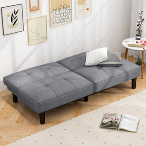 Convertible Folding Futon Sofa Bed with 6-Position Adjustable Backrest-Gray view 2