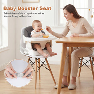 Convertible High Chair for Babies and Toddlers Solid Wood Baby Feeding Chair with 3-Position Adjustable Tray-Gray view 6