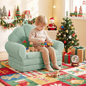 Convertible Kids Sofa 2-in-1 Fold out Toddler Couch Chair-Green view 3