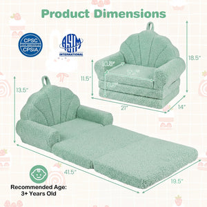 Convertible Kids Sofa 2-in-1 Fold out Toddler Couch Chair-Green view 5