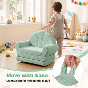 Convertible Kids Sofa 2-in-1 Fold out Toddler Couch Chair-Green view 9