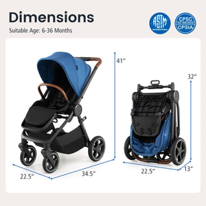 Convertible Travel Baby Stroller with Car Seat Adapters-Blue view 3