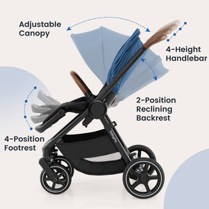 Convertible Travel Baby Stroller with Car Seat Adapters-Blue view 4