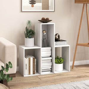 Convex Bookshelf with 3 Open Shelves & Anti-Toppling Device for Living Room-White view 3