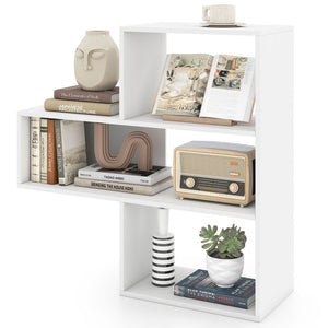 Convex Bookshelf with 3 Open Shelves & Anti-Toppling Device for Living Room-White view 4
