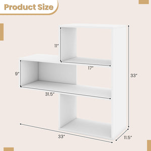 Convex Bookshelf with 3 Open Shelves & Anti-Toppling Device for Living Room-White view 5