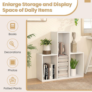 Convex Bookshelf with 3 Open Shelves & Anti-Toppling Device for Living Room-White view 8