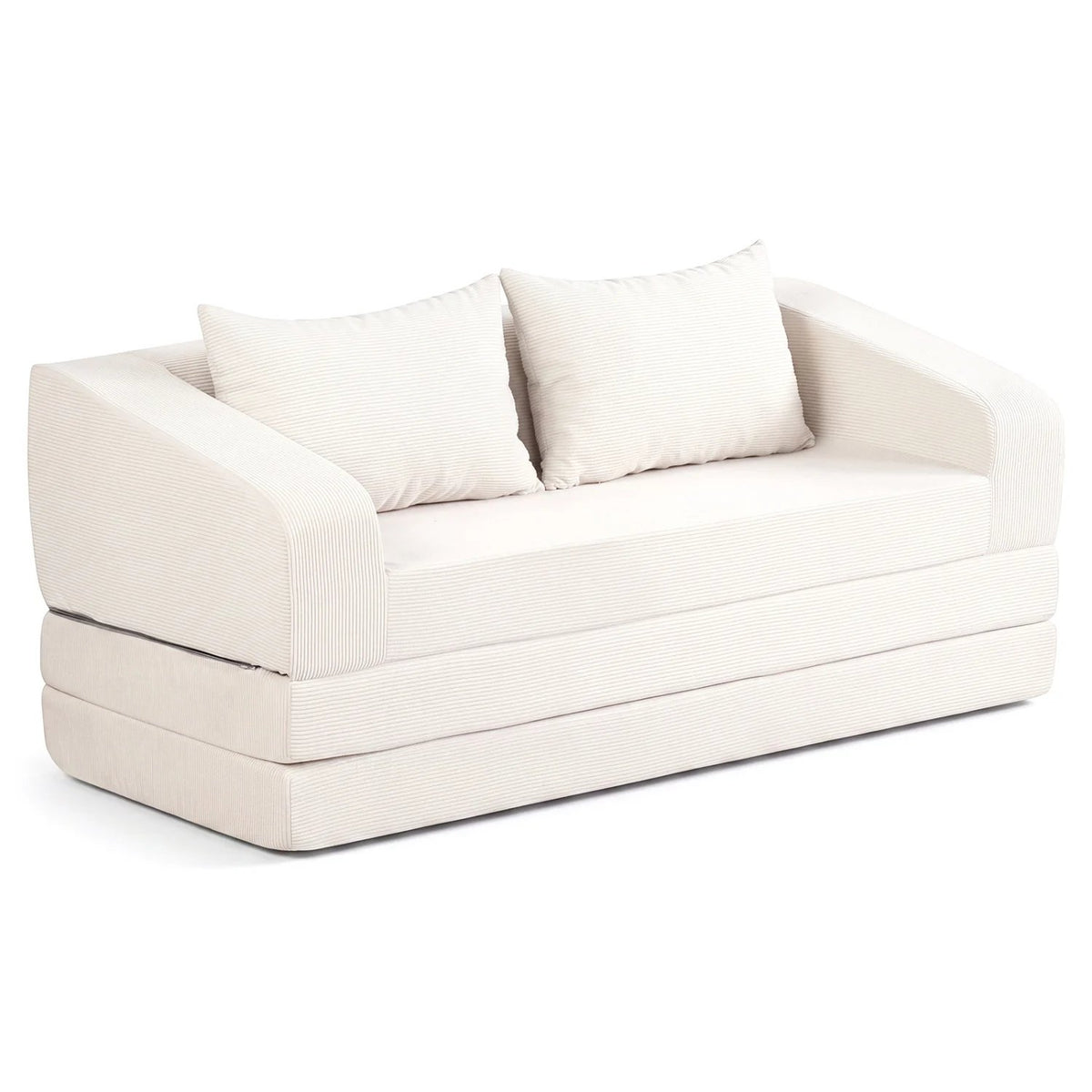 Corduroy Loveseat Sleeper Sofa with 2 Back Cushions for Living Room Bedroom Apartment-Beige