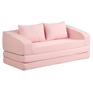 Corduroy Loveseat Sleeper Sofa with 2 Back Cushions for Living Room Bedroom Apartment-Pink