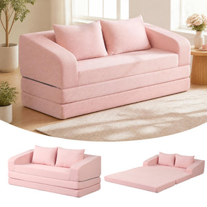 Corduroy Loveseat Sleeper Sofa with 2 Back Cushions for Living Room Bedroom Apartment-Pink view 3