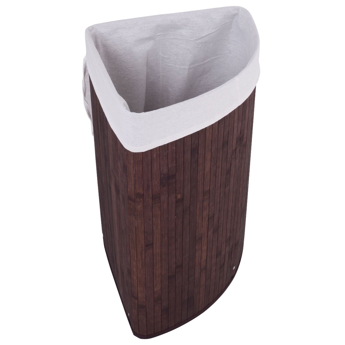 Corner Bamboo Hamper Laundry Basket-Brown view 5