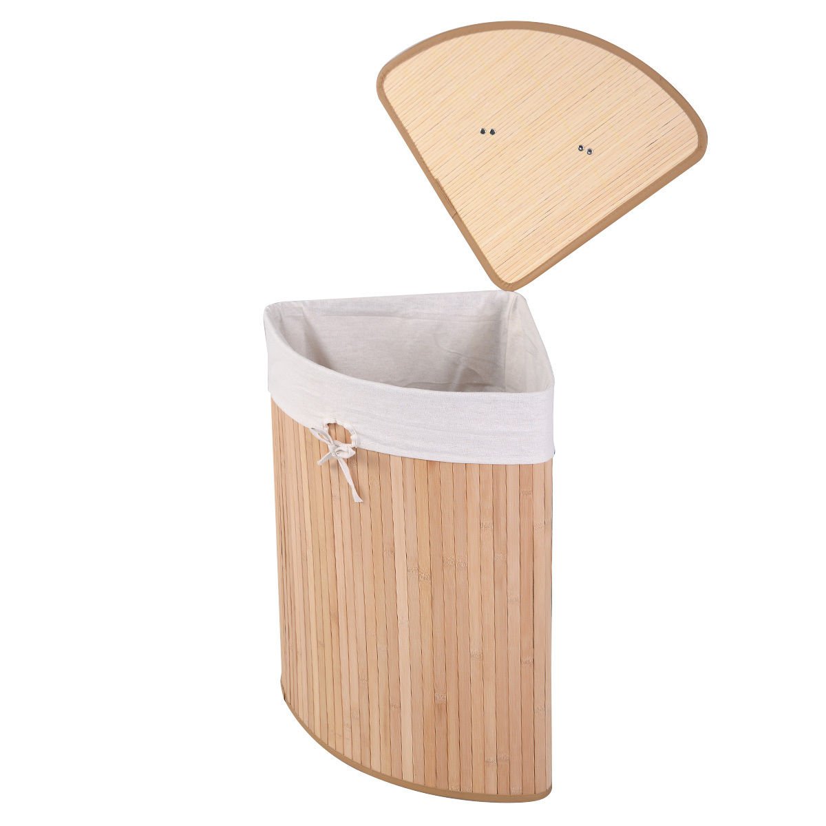 Corner Bamboo Hamper Laundry Basket view 3