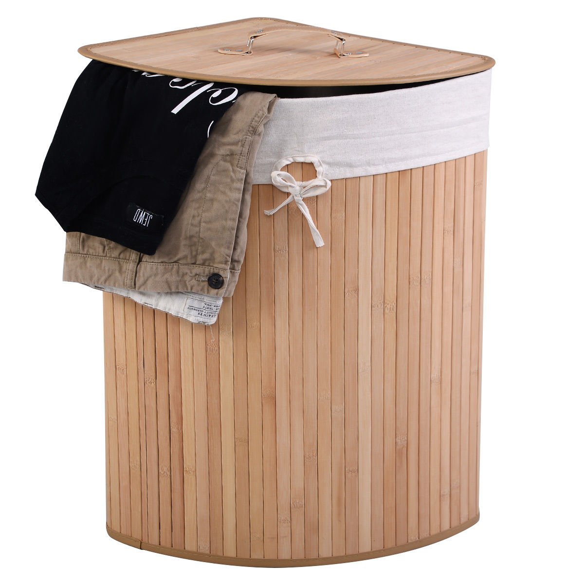 Corner Bamboo Hamper Laundry Basket view 4