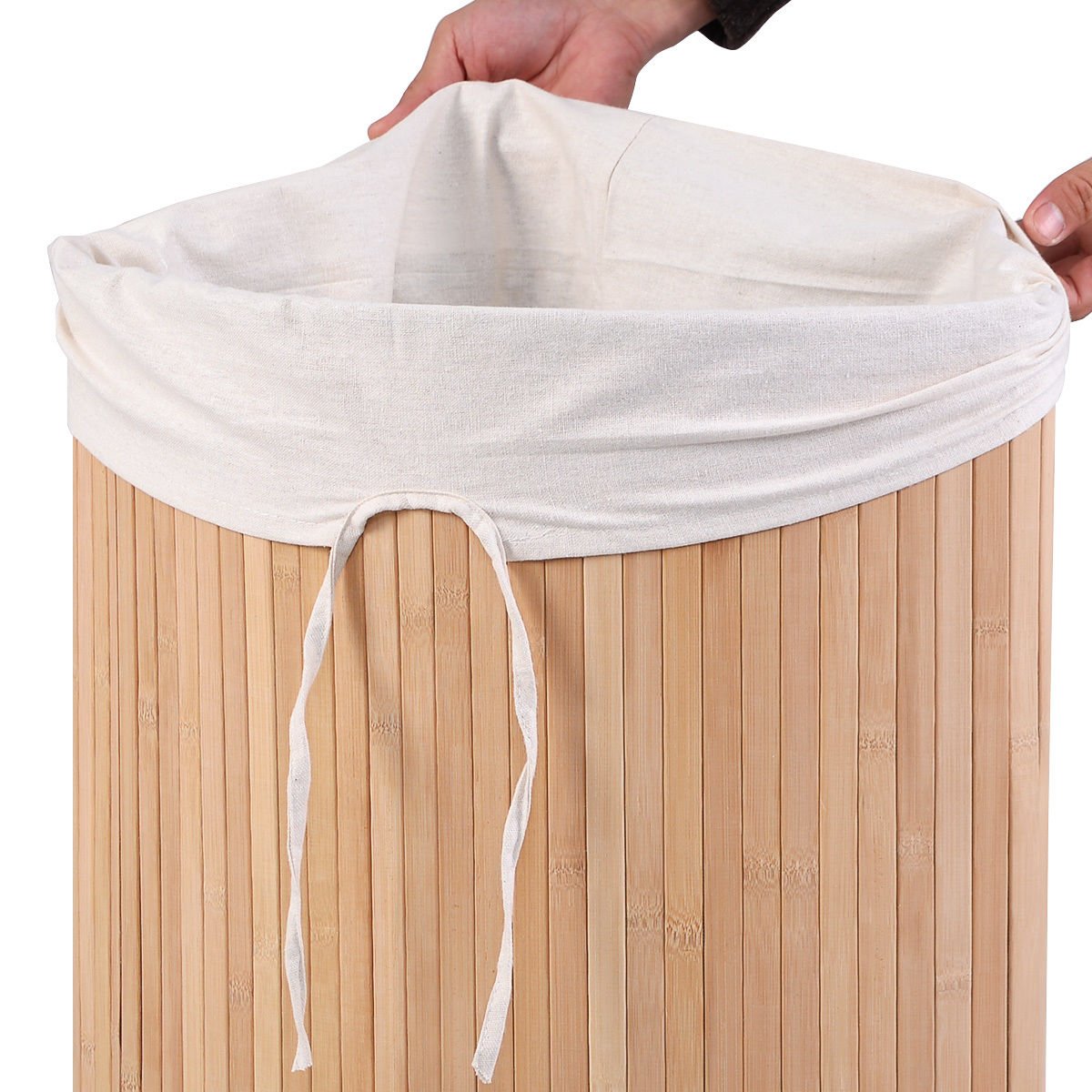 Corner Bamboo Hamper Laundry Basket view 8