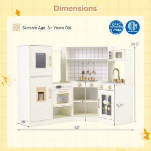 Corner Kids Play Kitchen with Stoves with Lights and Sounds-Beige view 4