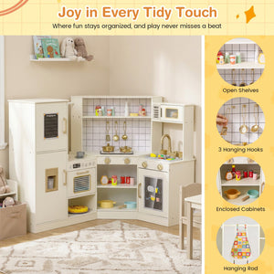 Corner Kids Play Kitchen with Stoves with Lights and Sounds-Beige view 9