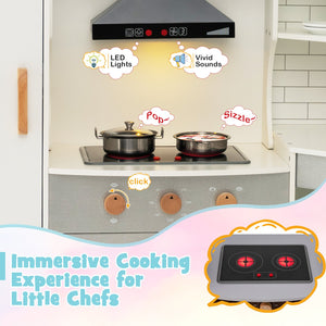 Corner Kids Play Kitchen with Washing Machine and Ice Maker Gift for Boys Girls-White view 8