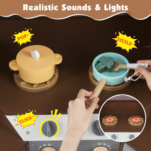 Corner Kitchen Toys with Lights and Sounds with Pull-out Trash Can and Stoves-Coffee view 5