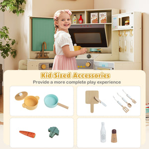 Corner Kitchen Toys with Lights and Sounds with Pull-out Trash Can and Stoves-Off White view 9