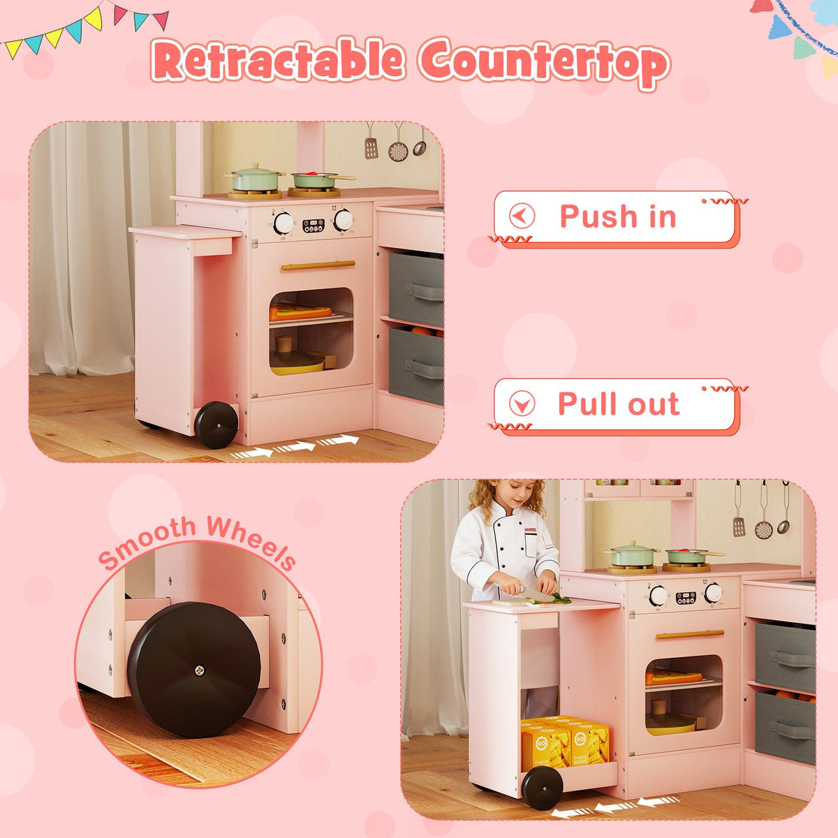 Corner Kitchen with Lights and Sounds for Kids Ages 3+-Pink view 7