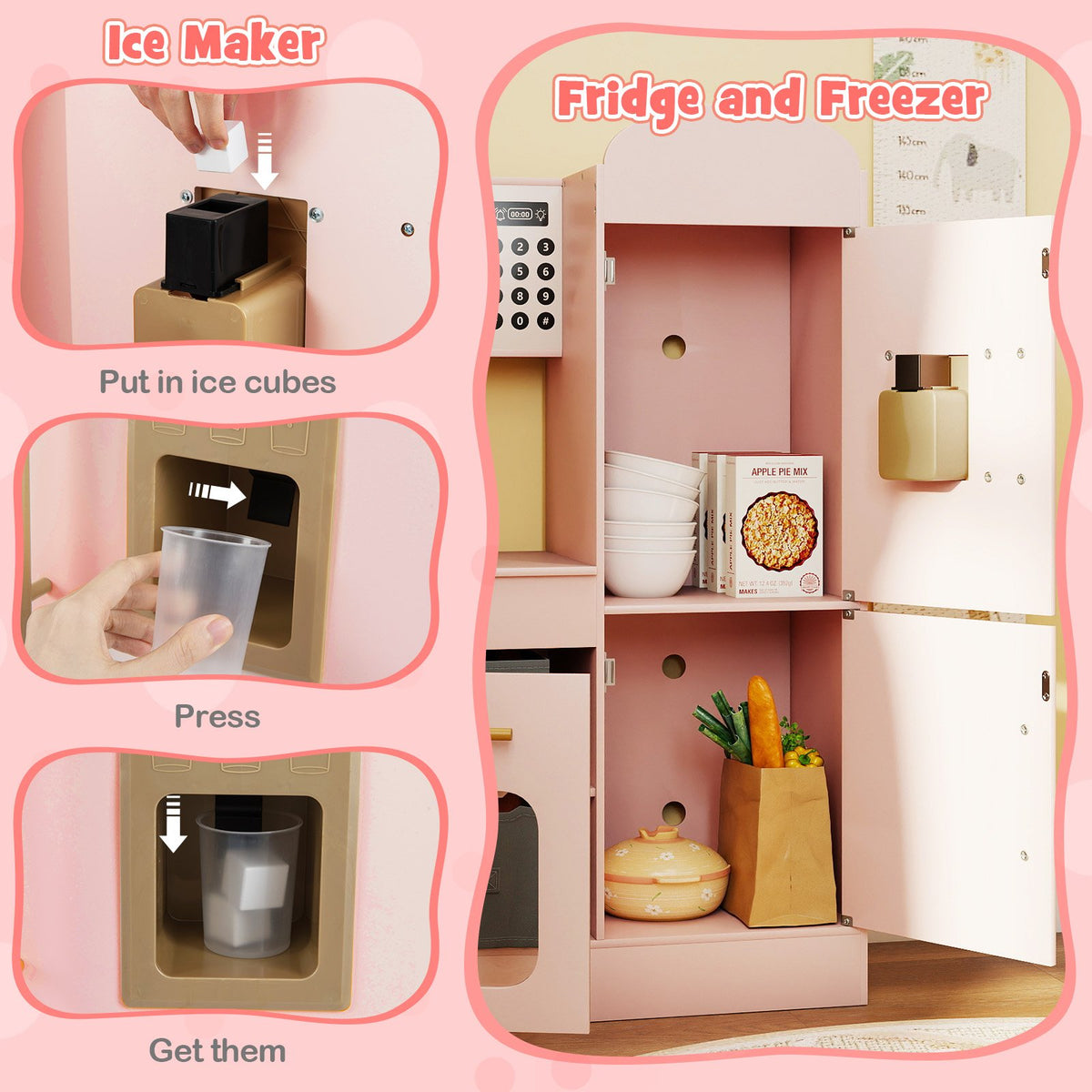 Corner Kitchen with Lights and Sounds for Kids Ages 3+-Pink view 8