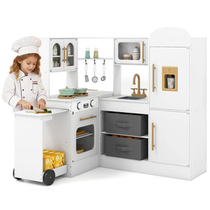 Corner Kitchen with Lights and Sounds for Kids Ages 3+-White