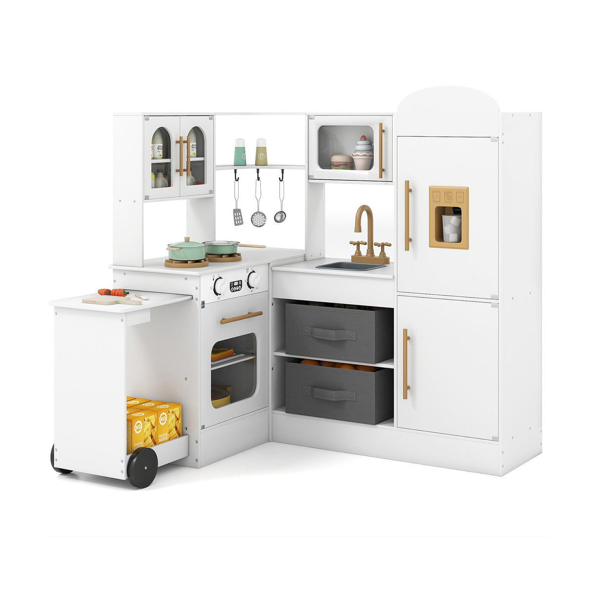 Corner Kitchen with Lights and Sounds for Kids Ages 3+-White view 4