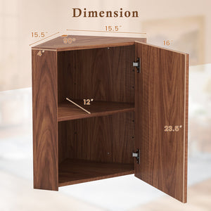 Corner Medicine Cabinet with Mirror with Open Mirror Door and Adjustable Shelf-Brown view 5