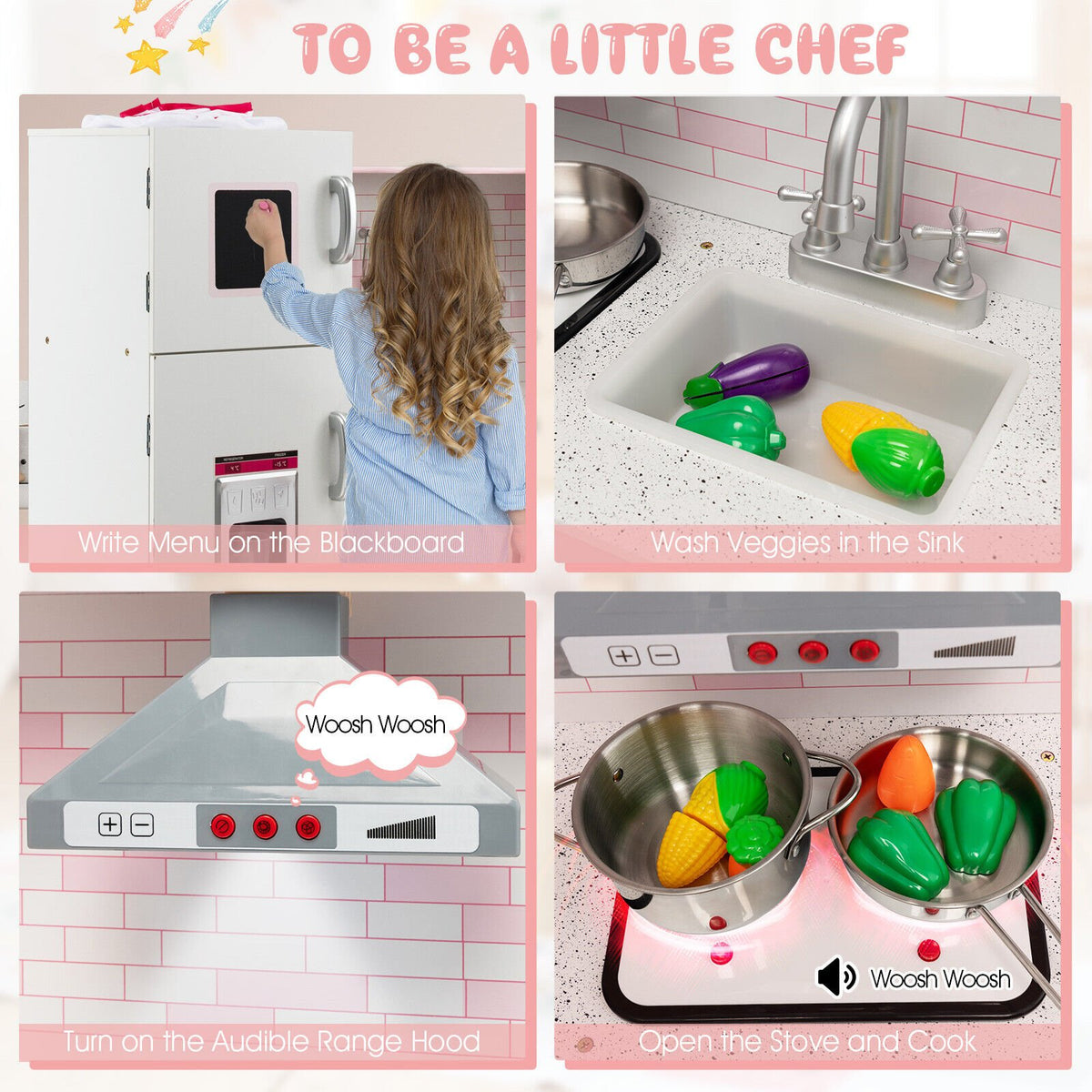 Corner Play Kitchen Wooden Toy Set with Sound and Light view 5