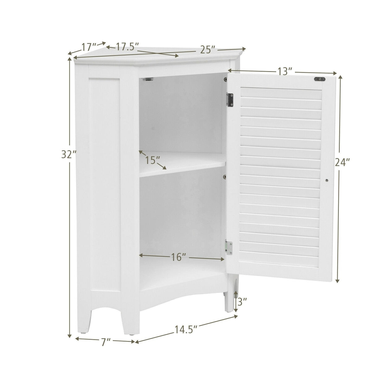 Corner Storage Cabinet Free Standing Bathroom Cabinet with Shutter Door view 9