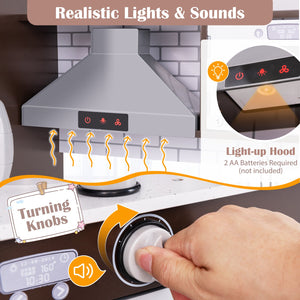Corner Toy Kitchen Set with Light with Sounds Interactive-Dark Brown view 6