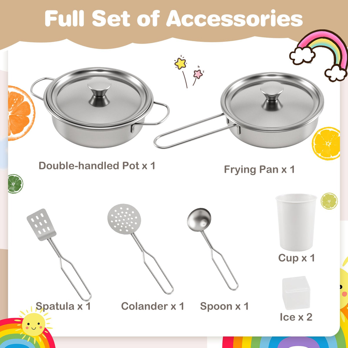 Corner Wooden Play Kitchen with Lights and Sounds Large Pretend Play Kitchen Set-Espresso view 9