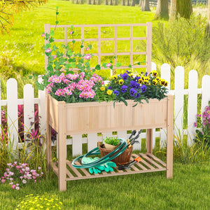 Raised Garden Bed Elevated Wooden Planter Box with Trellis view 2